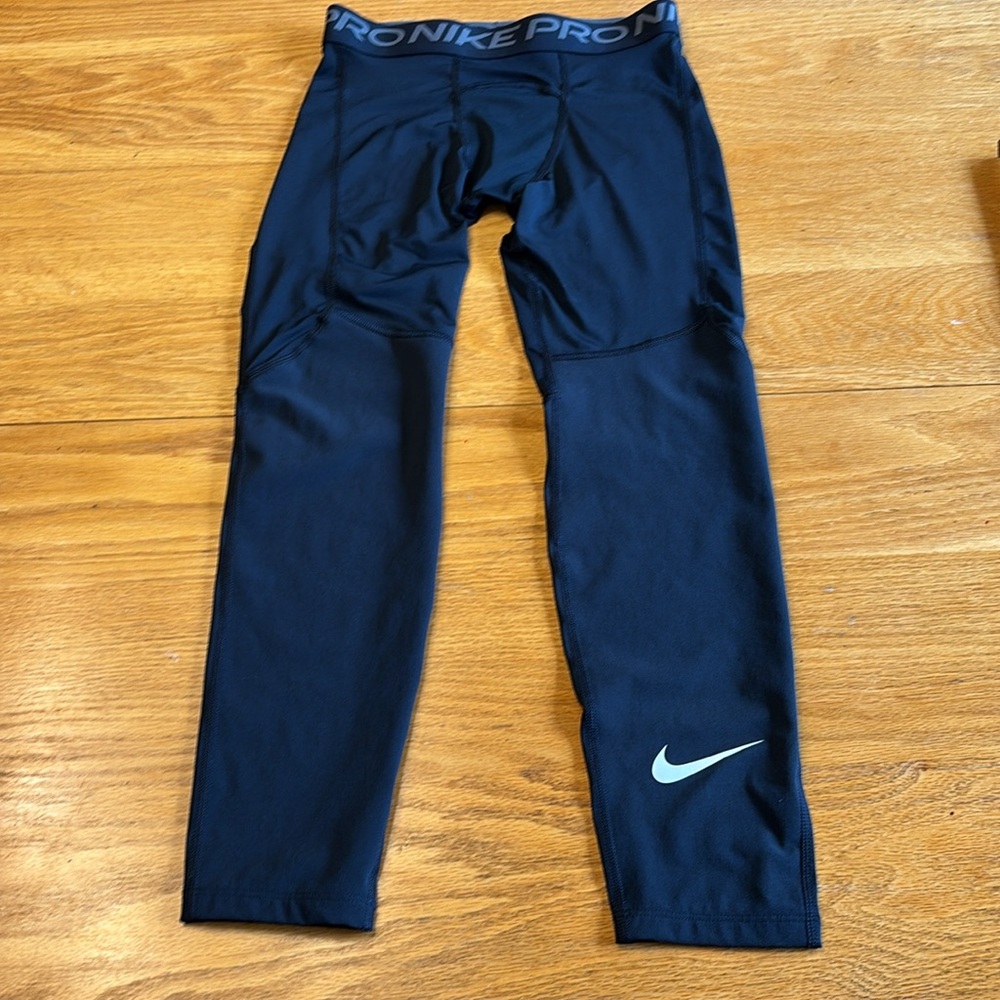 Nike Black Leggings with Light Blue Swoosh - Picture 2 of 6